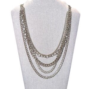 Lane Bryant multi layered silver chain necklace